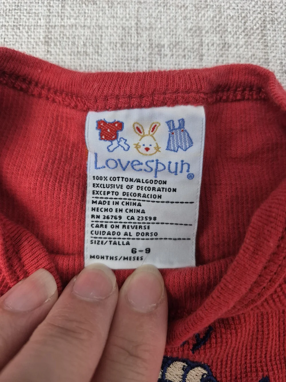 Vintage Y2K Lovespun Baby All Star Baseball Waffle Knit Onesie 6-9 Months Red